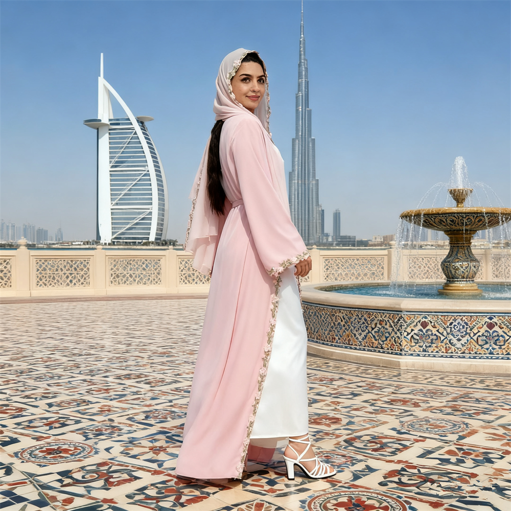 Embroidery Kebaya - Dubai Open Abaya Women Muslim Hijab
