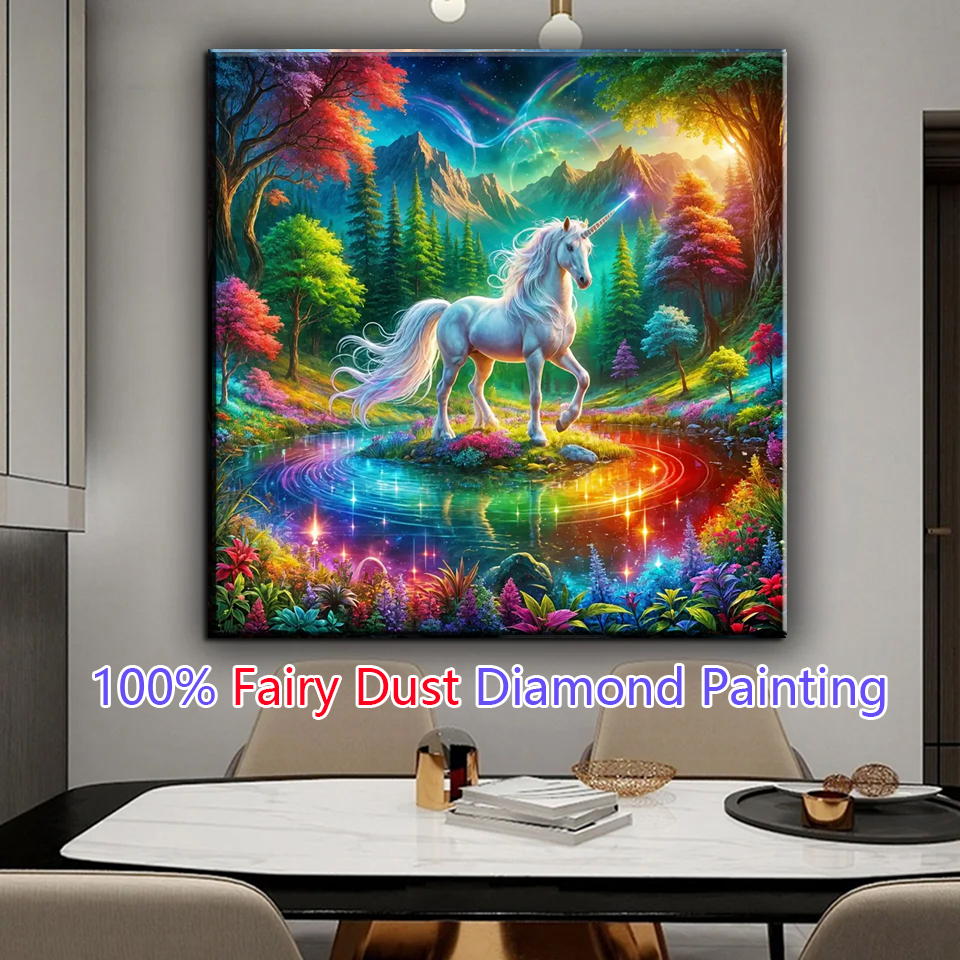 Embroidery Unicorn - DIY Rainbow Horse Unicorn Landscape Diamond