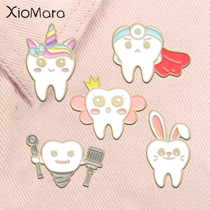 Tooth Oral Health Enamel Pins  – обзор и цена Embroidery Unicorn