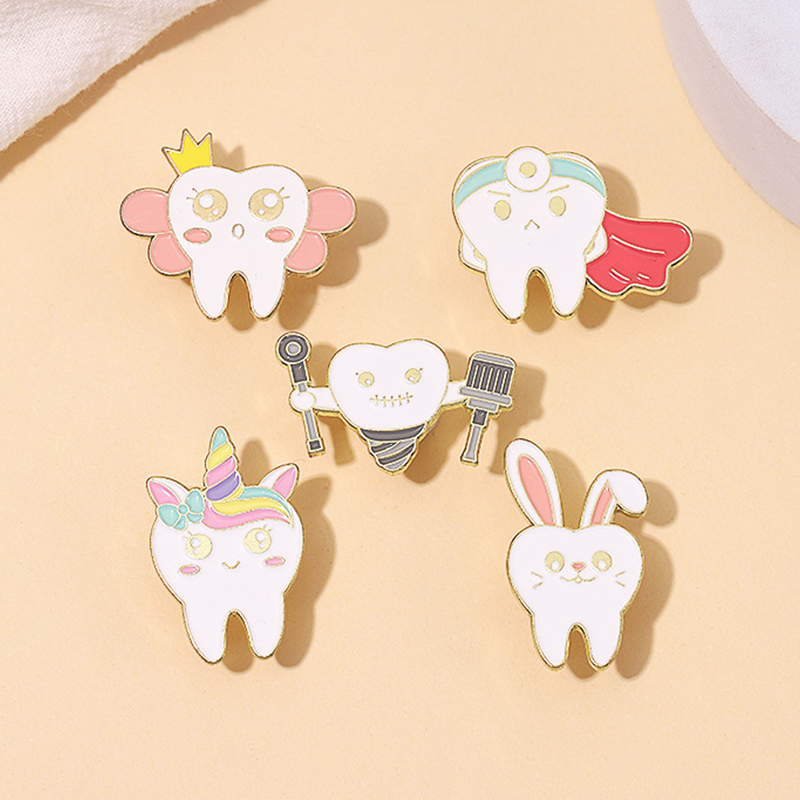 Tooth Oral Health Enamel Pins  – обзор и цена Embroidery Unicorn