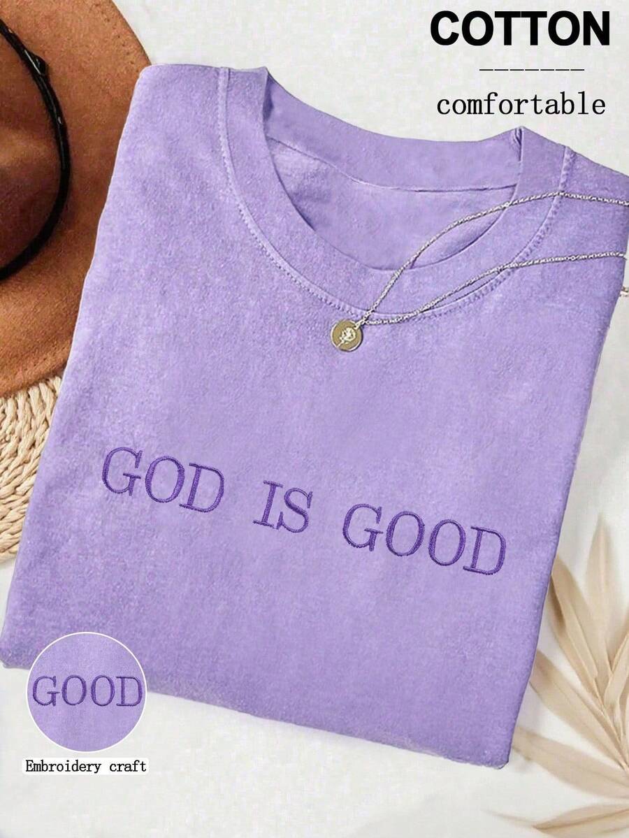Plus Size Embroidered Faith T- – обзор и цена Embroidery Letter