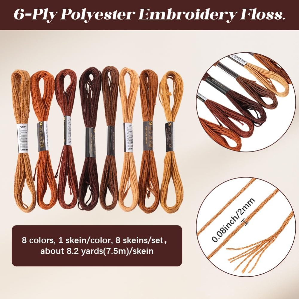 8 Skeins 6 Strands Brown Embro – обзор и цена Embroidery Floss