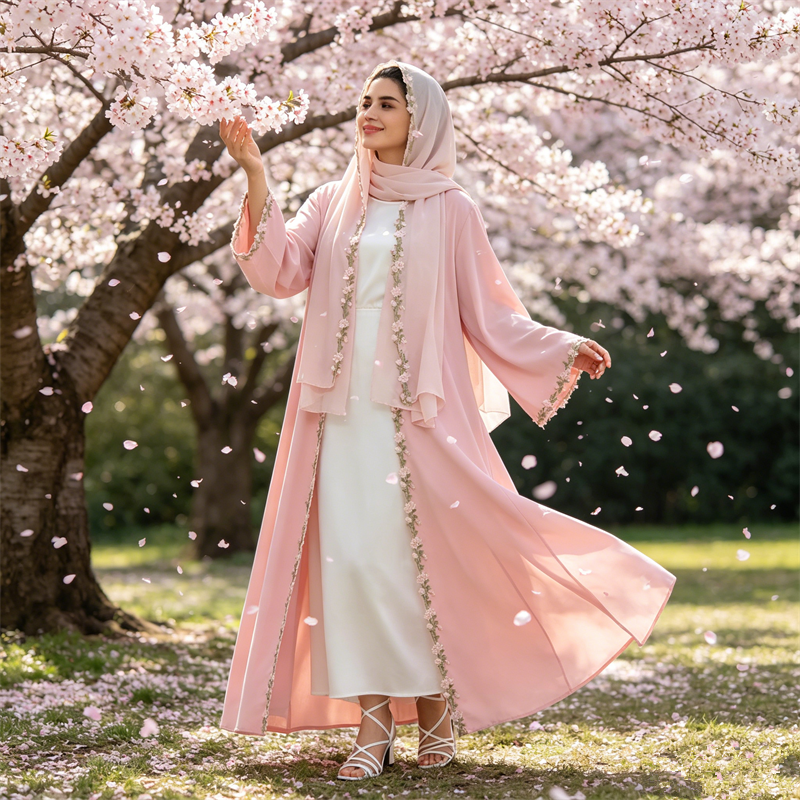 Dubai Open Abaya Muslim Hijab  – обзор и цена Embroidery Kebaya