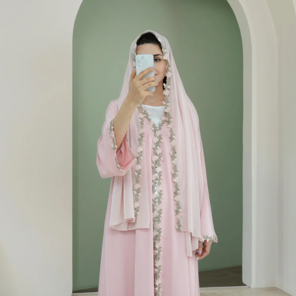 Dubai Open Abaya Muslim Hijab  – обзор и цена Embroidery Kebaya