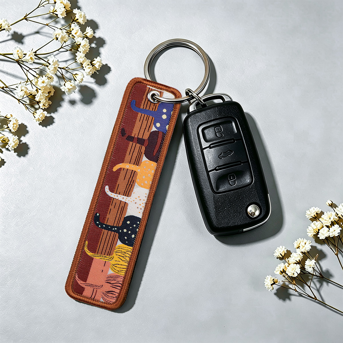Cartoon Cats Keychain for Cars – обзор и цена Embroidery Fish